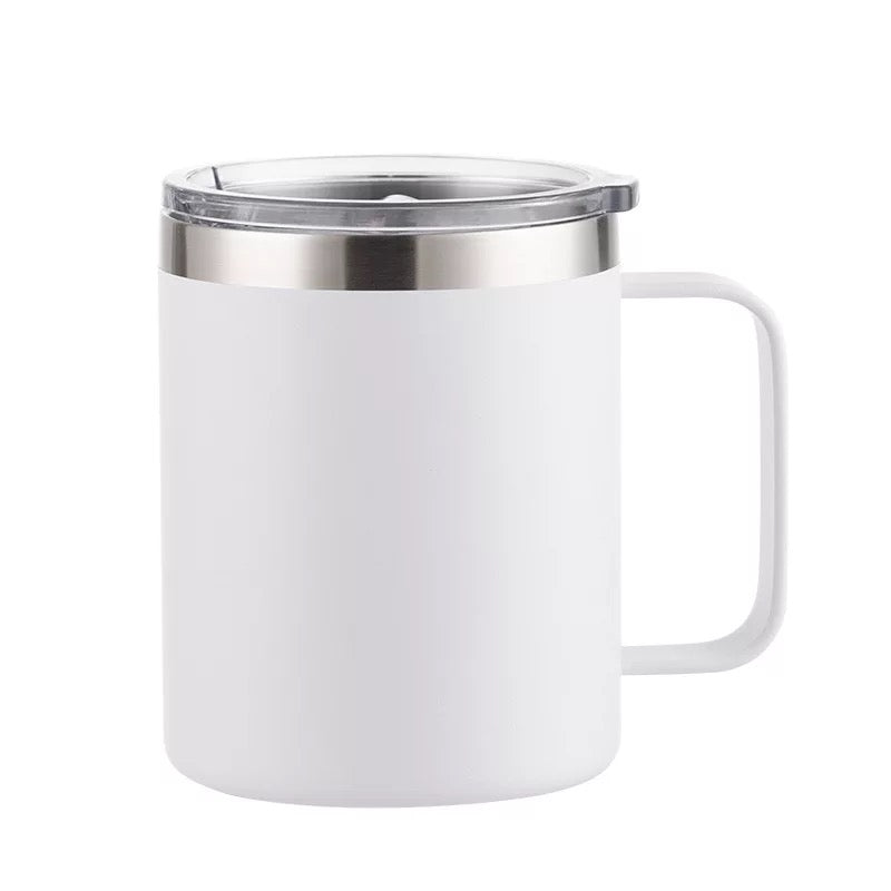 12 oz stainless steel coffee mug - White